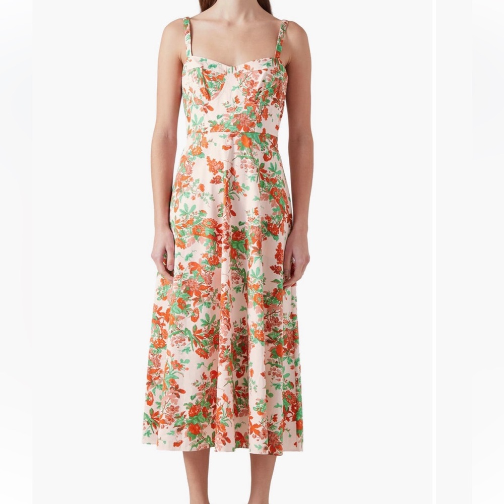 LK Bennett Floral Print Sleeve Midi Dress